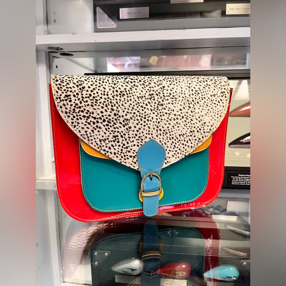 Color block leather bag